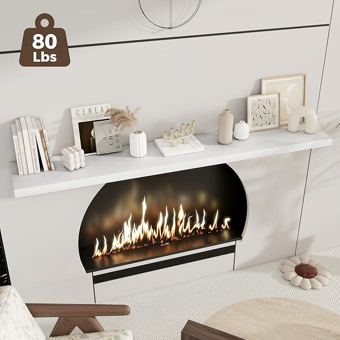 Fun Memories White Deep Floating Shelves, 72 x 12 Inch Long Wall Shelves, Large Display Shelf & Storage Shelf, Wood Floating 
