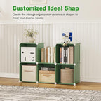 C&AHOME 6-Cube Storage Organizer, Stackable Storage Cubes Shelves, Portable Bookshelf, Plastic Clothing Storage Closet Organi