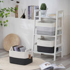 COMFY-HOMI 3PACK Cotton Rope Square Basket with Handles for Shelves| Storage|Baby Basket for Gif|Shoe basket for Organizing|N