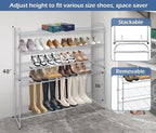 KEETDY 3-Tier Long Shoe Rack for Closet Metal Shoe Organizer for Entryway, Wide Stackable Shoe Storage Shelf with Sturdy Wire