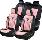 FLORICH Leather Seat Covers, Car Seat Covers Full Set, Car Seat Protectors 5 Seats, Pink Driver Seat Covers Fit for Most Cars