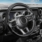 3-Piece Carbon Fiber Steering Wheel Cover, Custom Fit for Jeep Wrangler 2018-2026 Gladiator 2020-2026,Quick Install Ultra-Thin & Non-Slip,Interior Car Accessories for Men Women(Matte Black)