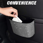 eing Car Trash Can Bling Crystal Auto Storage Pockets,100% Leak Proof Car Trash Container Bin Car Garbage Bag Hanging for Backside/Gearshift/Center Console,(1 - Pack, Pure White)