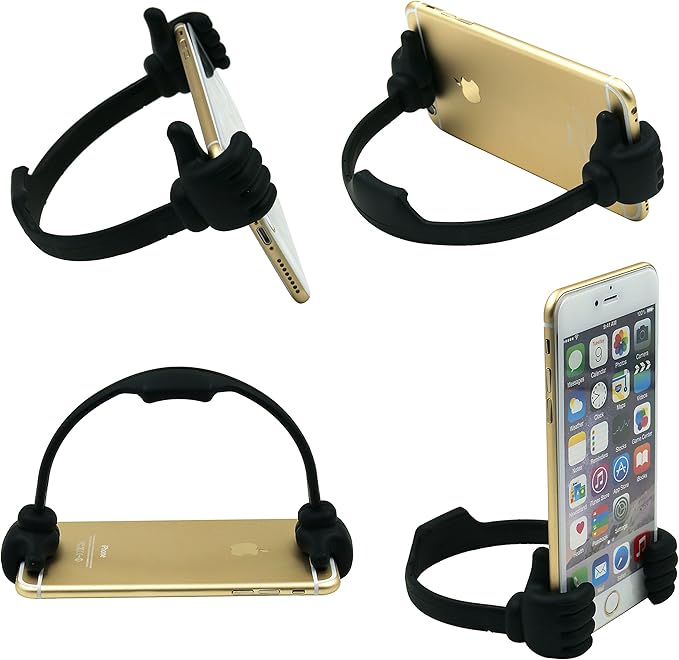 Honsky Cell Phone Tablet Stands (Pack of 5) Thumbs-up Cellphone Holder, Tablet Display Stand, Mobile Smartphone Mount Cradle for Desk Desktop - Universal, Multi-Angle, Cute, Black