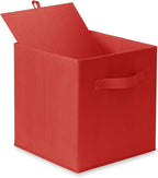 Casafield Set of 6 Collapsible Fabric Cube Storage Bins, Red - 11" Foldable Cloth Baskets for Shelves, Cubby Organizers & Mor
