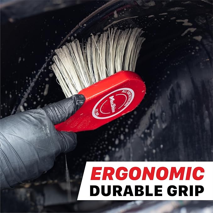 Maxshine Universal Wheel & Body Cleaning Brush – Medium-Duty Car Detailing Brush with Strong High-Density Bristles – Ideal fo