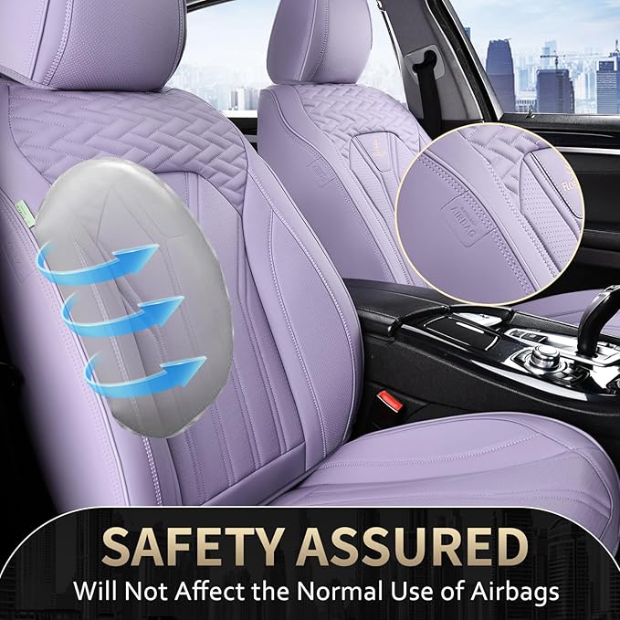 FLORICH Car Seat Covers, Leather Front Seat Cover, Purple Waterproof Seat Covers, Automotive Seat Cover 2 Pack, Luxury Univer