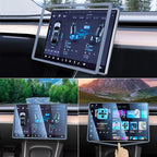 2PCS Protector Trim Frame Compatible with Tesla Model 3 Y 2020-2024 2025 2026 Screen Edge Frame Rearview Mirror Cover Interior Decorations Center Console Decor Highland Juniper Accessories Set (Blue)