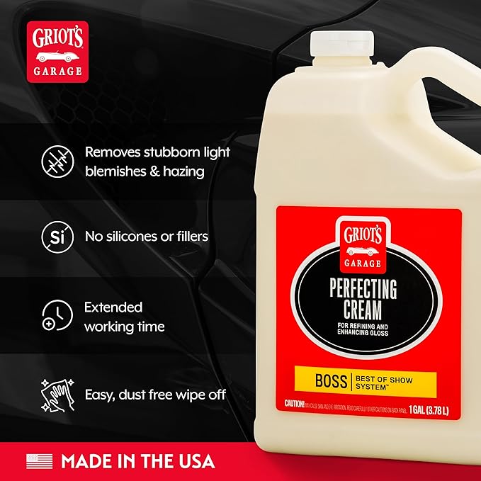 Griot's Garage BOSS Perfecting Cream for Car Polishing and Detailing, Light Polish, Fine Scratch, Swirl Remover for Vehicles, One Gallon