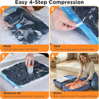 Vacuum Storage Bags with Cordless Pump, 16-Pack Space Saver Vacuum Seal Bags for Blankets, Clothes & Bedding, Reusable Compre