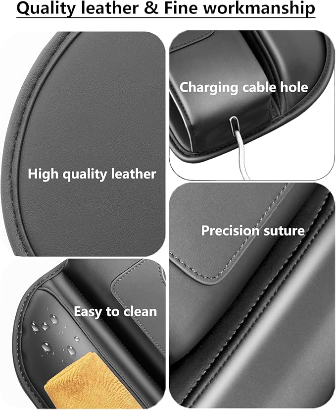 Car Seat Gap Filler & Organizer，2 Pack Black Car Leather Cup Holder Gap Bag,Men Car Interior Accessories，Seat Gap Storage Box for Storage Sunglasses、Phone、Key