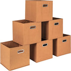 Household Essentials Foldable Fabric Storage Cubes 6-Pack – 11x11x11 Stackable Non-Woven Bins with Chipboard Sides & Grommet 