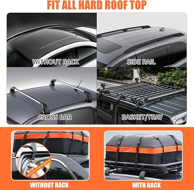 21 Cubic Feet Car Rooftop Cargo Carrier Bag,100% Waterproof Heavy Duty 840D Rooftop Cargo Bag for All Vehicle with/Without Racks,Includes Anti-Slip Mat,6 Door Hooks,Luggage Lock and Storage Bag