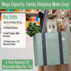VENO 2-4 Pack Reusable Grocery shopping Bags, Medium Tote Bag w/Handle Hard Bottom, Heavy Duty, Foldable Carrier