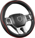 West Llama Customized Auto Car Steering Wheel Cover for Dodge RAM 1500 2500 3500, 15.5-16 inch (Black+Red Line-Large Size)
