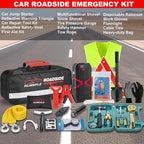 Car Emergency Kit with 2000A Car Battery Jump Starter- Car Roadside Emergency Kit, First Aid Kit, Tow Rope, Emergency Car Kit