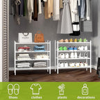 BMOSU 4-Tier Bamboo Shoe Rack Premium Stackable Shoe Shelf Storage Organizer for Hallway Closet Living Room Entryway Organize