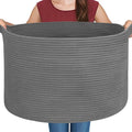 MEGASKET Large Dark Grey Storage Basket, Woven Cotton Rope Baskets for Storage, Big Blanket Organizer Storage Basket for Livi
