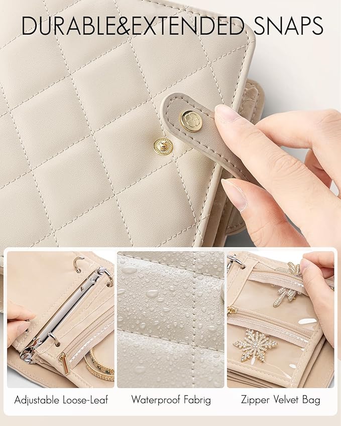 VLANDO Mini Travel Jewelry Organizer Case,Portable Jewelry Organizers Storage Book with Clear Zipper Velvet Jewelry Pouch Bag