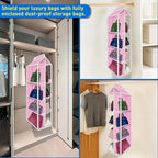 Purse Organizer for Closet, with Zippered-Dustproof, Purse Organizer, Designed for Oversized Wallets & Holds 8-16 Purses, Han