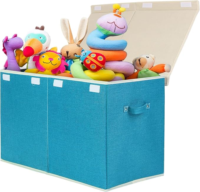popoly Large Toy Box Chest Storage with Flip-Top Lid, Collapsible Toy Bin Storage Organizer for Boys, Kids, Girls, Toys, Play