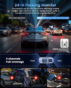 OMBAR T1 4K 3 Channel Dash Cam, STARVIS 2 IMX678 Sensors, Free 128GB Card, 2025 New Full Color HDR Night Vision, 4K+1080P+108