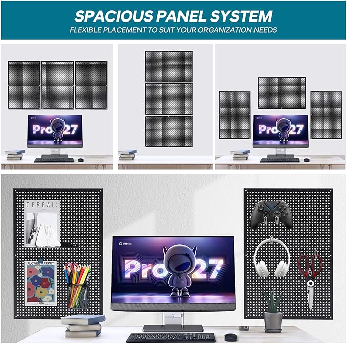 Peg Board,3 Pack 16-Inch X 24-Inch Heavy Duty Metal Peg Board Tool Organization Panels,Ideal for Storage Solutions in Garages