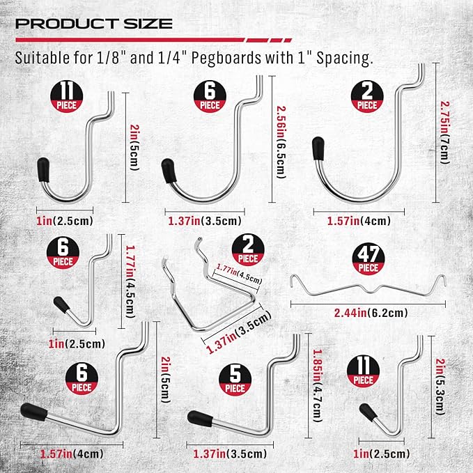 Ultimate 121-Piece Pegboard Hooks Set, Pegboard Accessories with Metal Hooks, Durable Peg Board Organizer Accessories, Pegboa