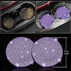 NBTEPEM 30 Pcs Purple Bling Car Accessories Set for Women, Purple Steering Wheel Cover Set, Bling Console Cover, Seat Belt Cushion, Shift Knob Cushion, Cup Coaster, Rhinestone Car Hanging Accessories