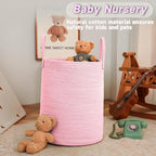 JMvicyroam Large Woven Laundry Basket Hamper,100L Cotton Rope Storage Bin for Blankets,Toys and Clothes,Decorative Tall Nurse