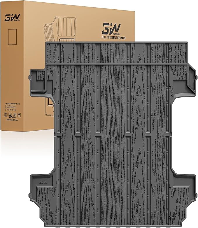 3W Truck Bed Mat Fit 2019-2024 2025 2026 Chevy Silverado 1500 & GMC Sierra 1500 6.6FT Standard Bed (Not Fit 5.5'/5.8'/6.8'/8.2' Bed) All Weather TPE Custom Fit Heavy Duty Pickup Accessories Trunk Mat
