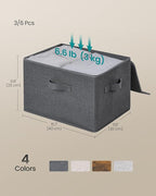 SONGMICS Foldable Storage Organizer Boxes, Set of 6 Storage Basket Bins with Lids, Handles, Clothes Organizer, 15.7 x 11.8 x 
