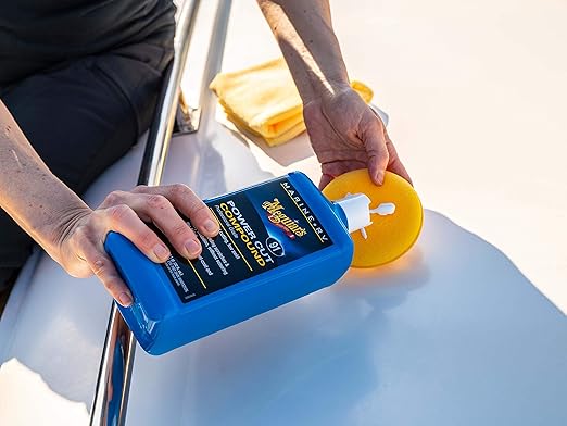 Meguiar's Marine/RV Power Cut Compound M9132, Low-Swirl RV and Marine Buffing Compound Removes Scratches and Oxidation Without Scouring, Fast-Cutting Formulation for Fiberglass and Gel Coats, 32 Oz