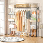 Neprock Portable Closet Wardrobe, Metal Clothing Rack with 8 Shelves & 1 Hang Rod, Free Standing Closet Rack for Hanging Clot