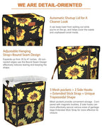 Car Trash Can with Lid, Cute Leakproof Car Trash Garbage Bag Hanging Vehicle Trash Bin Small Portable Automotive Garbage Cans Organizer for Back/Front Seat(Trapezoid,Black Sunflower