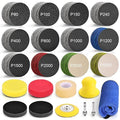 130Pcs Headlight Restoration Kit, 3 Inch Wet Dry Sanding Discs 80-5000 Grit with Drill Attachments & Polishing Pads, Car Head
