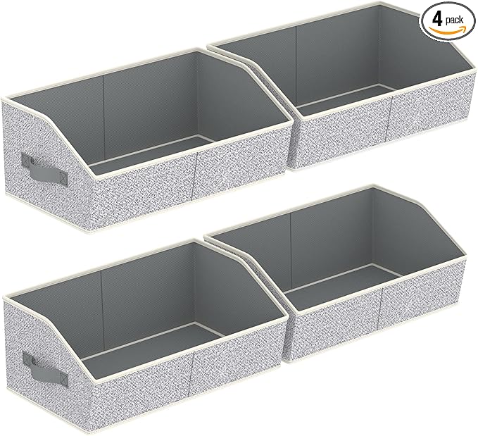 Homsorout Storage Bins for Shelves - Large Trapezoid Closet Shelf Organizer, Fabric Organization Bins with Handles, Storage B