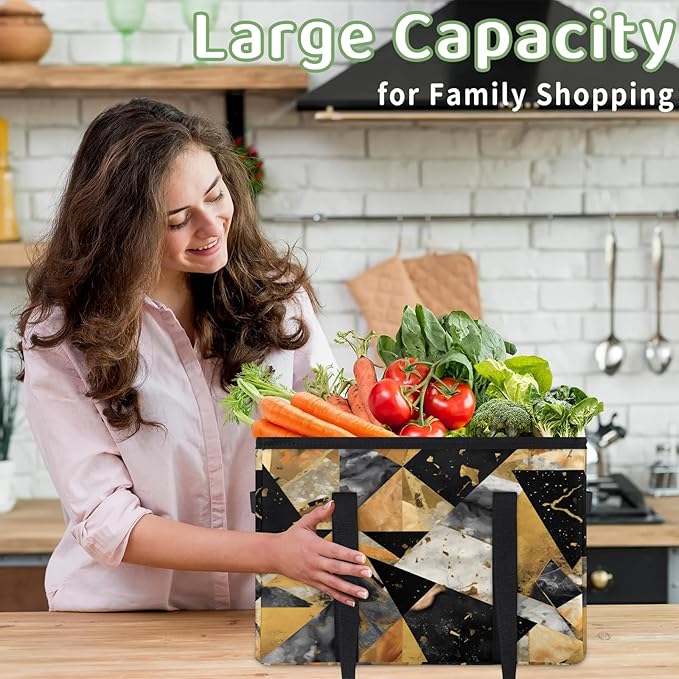 Reusable Grocery Bag Foldable Shopping Tote Bag with Handles Reusable Shopping Bags Large Kitchen Grocery Bags