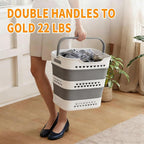 3 Pcs 42L Medium Collapsible Plastic Laundry Basket with Handles, Foldable Laundry Basket Hamper, Pop Up Storage Container Or