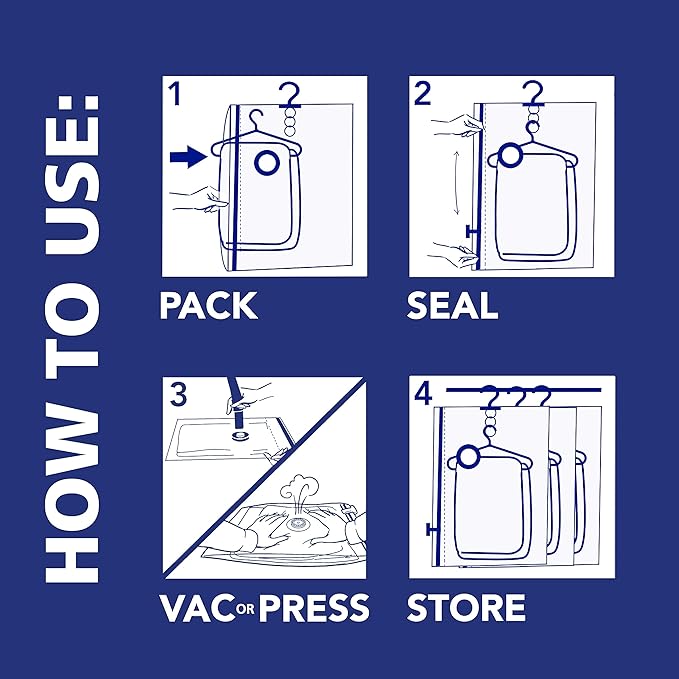 Hefty Shrink-Pak Vacuum Storage Bags - Space Saver for Under Bed Storage, Clothing and Comforters, 3X More Storage Space - 3 