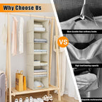 Hanging Closet Organizer, Easy Mount Foldable 6-Shelf Hanging Closet Wardrobe Storage Shelves, Clothes Handbag Shoes Accessor