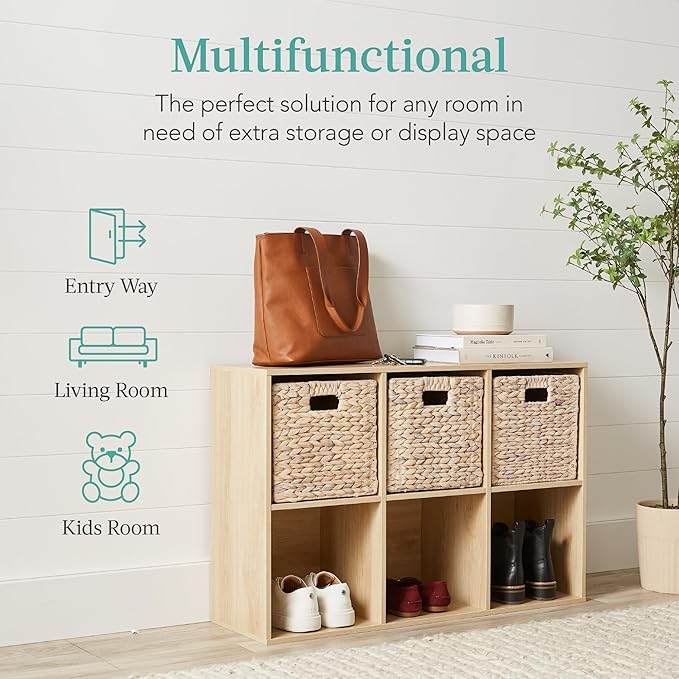 Best Choice Products 6-Cube Storage Organizer, 11in Shelf Opening, Bookcase, Display Shelf, Customizable w/ 3 Removable Back 