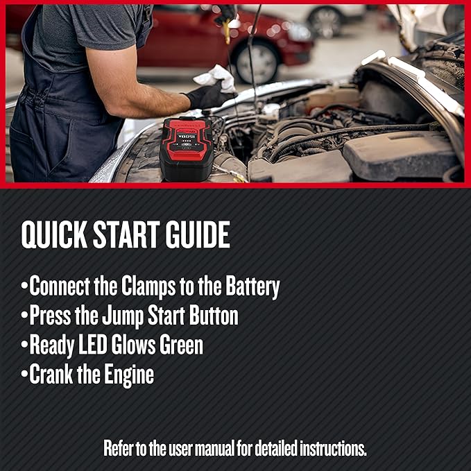 CRAFTSMAN 1500A Lithium Car Battery Jump Starter and Portable Power Pack/Jump Box, 3-in-1 Solution, 2.4A USB Charging, for