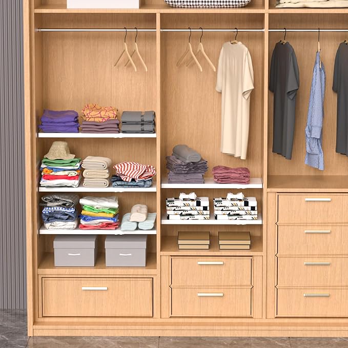 Adjustable Closet Shelves Divider, Expandable Metal Hanging Shelves Closet Separator for Closet Cabinet Wardrobe Cupboard Bed