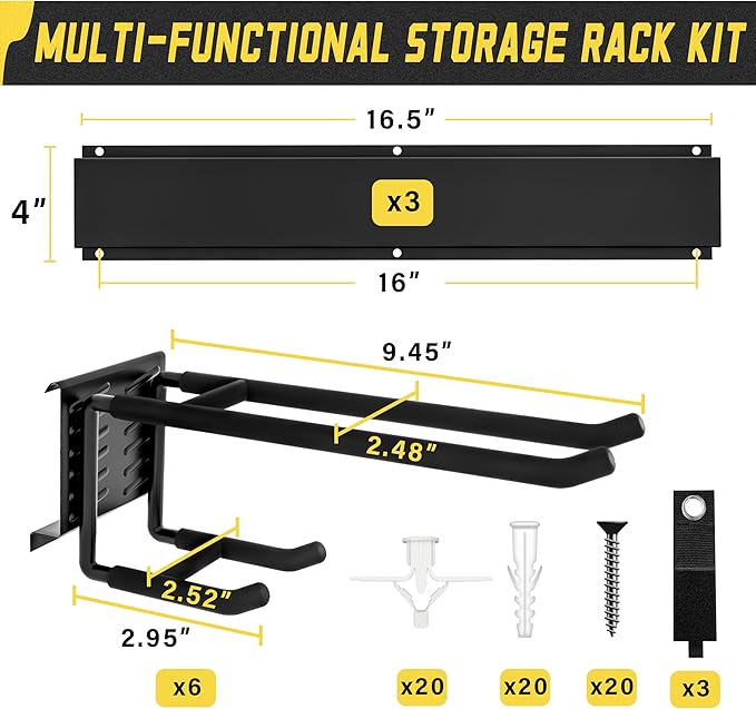 klasit Garage Wall Organizer,12Pack Carries 600 lbs,Garden Tool Organizer 49.5in With Large Storage Space,Easy Assembly, Stur