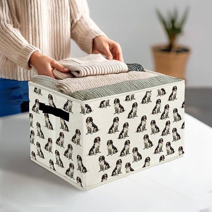 English Springer Spaniel Gifts Storage Bins & Boxes with Handles, Dog Mom Lovers Gifts Foldable Basket for Organizing, Dog Co