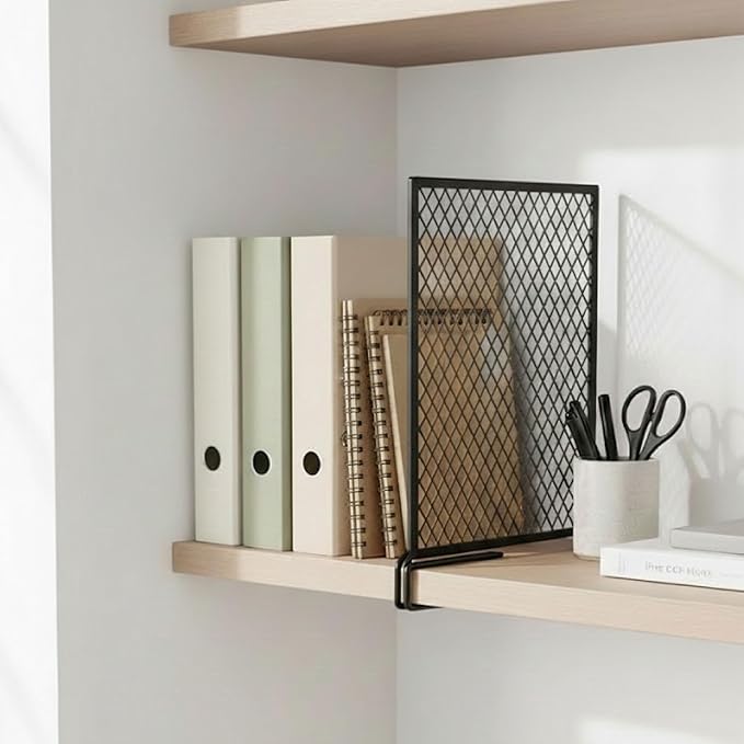 Nexu 6-Pack Metal Mesh Shelf Dividers for Closet Organization, Ultra-Stable Under-Shelf Hook Design, Matte Non-Slip Heavy Dut