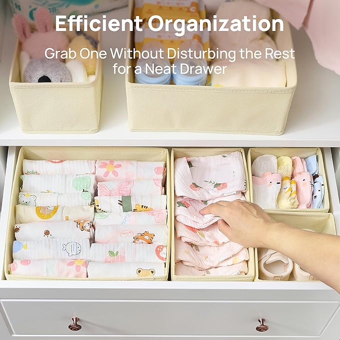 Vtopmart 12 Pack Baby Clothes Organizer, Dresser Drawer Organizer for Baby Clothing, Foldable Fabric Closet Drawer Storage Bi
