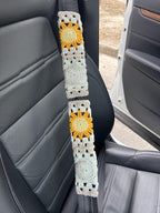 Handmade Crochet Sun Moon Car Steering Wheel Covers Universal 14-15 inch,Cute Steering Wheel Cover,Car Accessories (Wheel Cover+2belt Cover+2Coaster+Hanging)