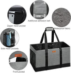 WONDAY Extra Large Foldable Grocery Tote Bag With Handles for Storage, Picnics, Beach, Pool, Laundry - Reusable Shopping Bag (Grey)